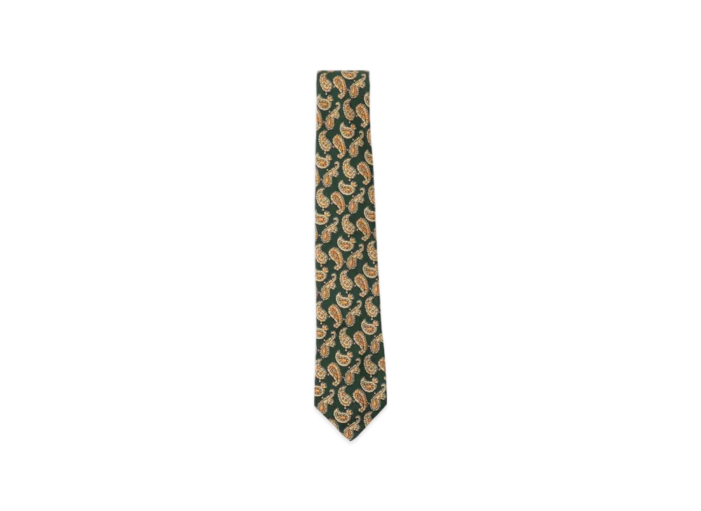 BEAMS Silk Tie Paisley Print "Green"