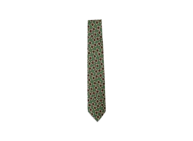 BEAMS Silk Tie Square Print "Green"