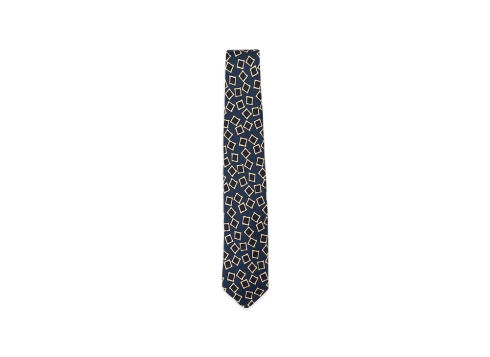 BEAMS Silk Tie Square Print "Navy"