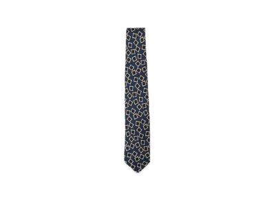 BEAMS Silk Tie Square Print "Navy"