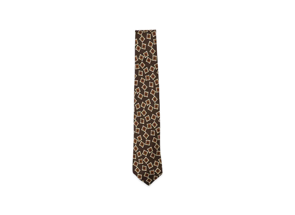 BEAMS Silk Tie Square Print "Brown"
