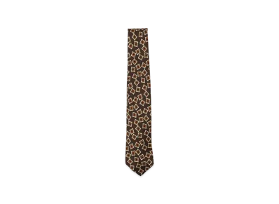 BEAMS Silk Tie Square Print "Brown"