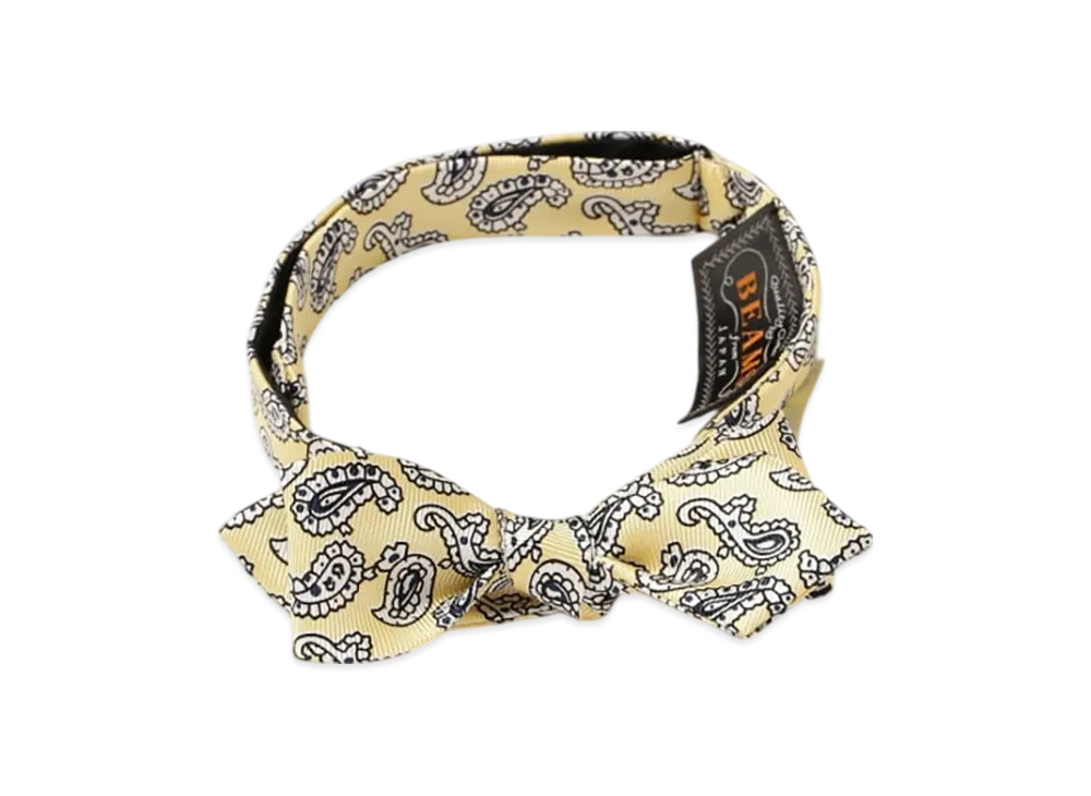 BEAMS Silk Bow Tie Paisley Print "Yellow"