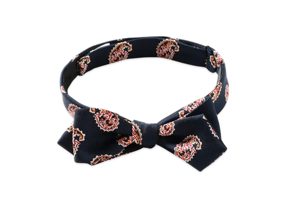BEAMS Silk Bow Tie Big Paisley Print "Navy"