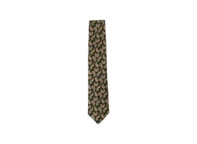 BEAMS Silk Tie Hopsack Paisley Print "Green"