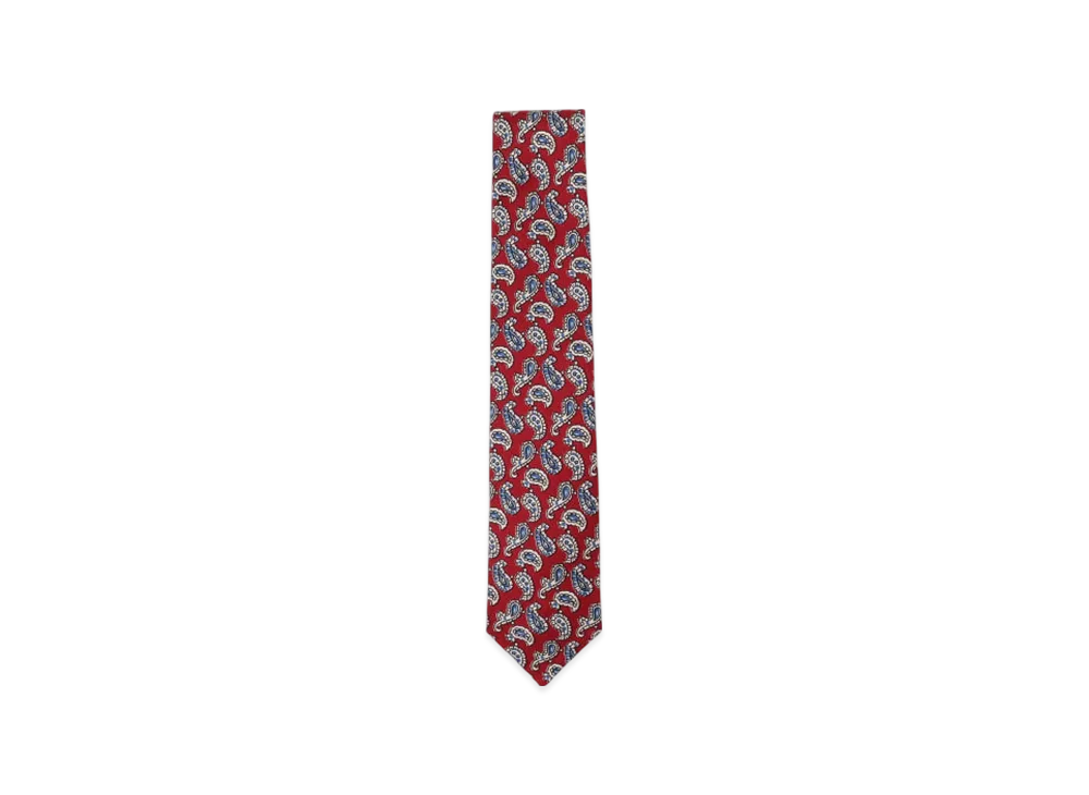 BEAMS Silk Tie Hopsack Paisley Print "Red"