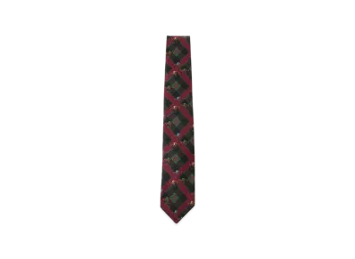 BEAMS Silk Tie Check Horses Print "Burgundy"