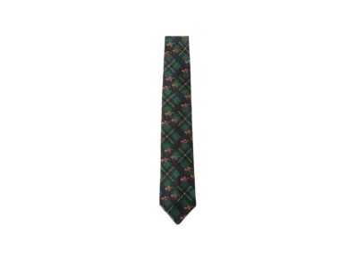 BEAMS Silk Tie Check Horses Print "Navy"