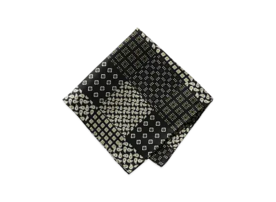 BEAMS Pocket Chief Paisley Geometric Print "Black"