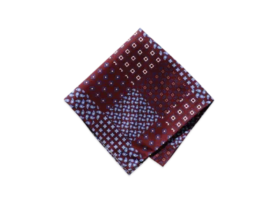BEAMS Pocket Chief Paisley Geometric Print "Burgundy"