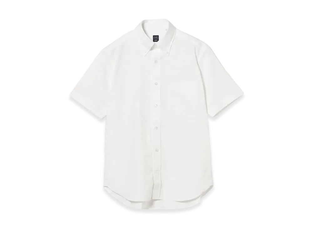 BEAMS Coolmax Oxford Short Sleeve Button Down Shirt "White"