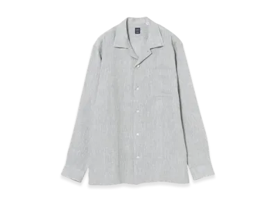 BEAMS Solid Linen Open Collar Shirt "Silver"