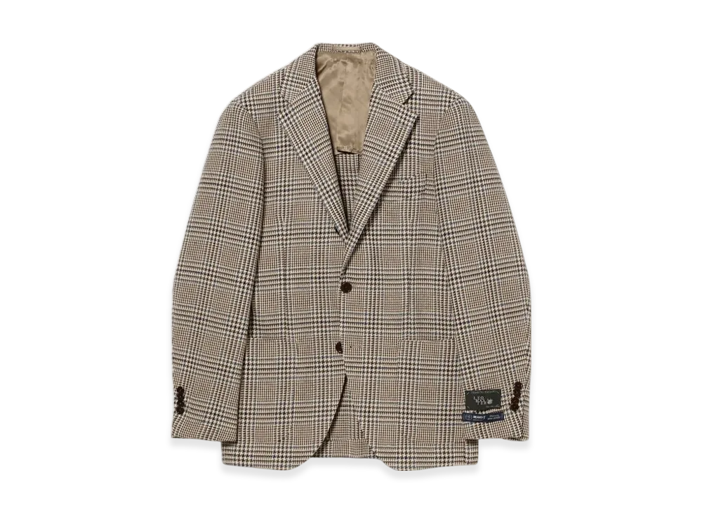 BEAMS Easy Leomaster Mixed Fabric Glen Check Jacket "Brown"