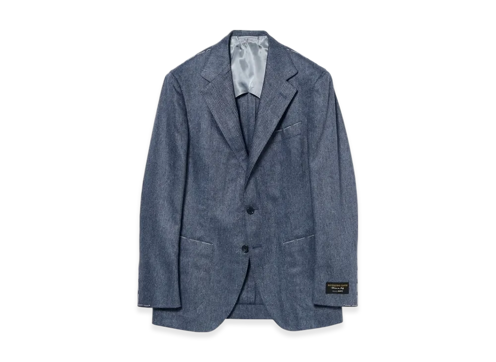 BEAMS Di Pray Silk Herringbone Jacket "Blue"