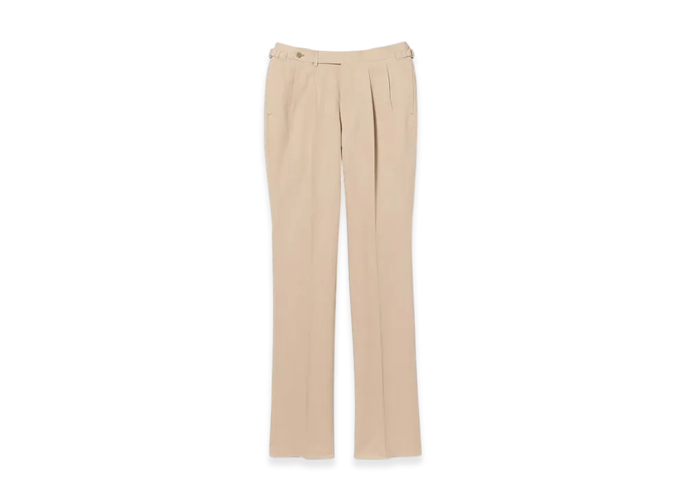 BEAMS Cotton Linen 2 Pleat Side Adjuster Slacks "Beige"