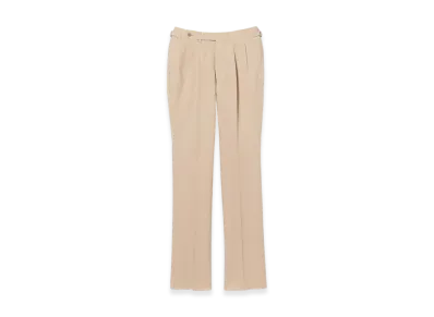 BEAMS Cotton Linen 2 Pleat Side Adjuster Slacks "Beige"