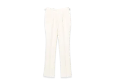 BEAMS Cotton Linen 2 Pleat Side Adjuster Slacks "White"