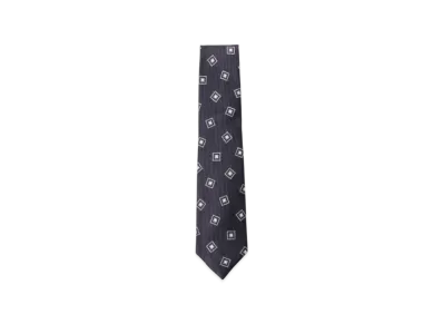 BEAMS Fermo Fossati Silk Fine Print Tie "Navy"