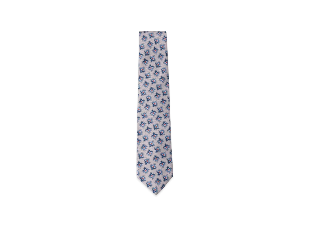 BEAMS Adamley Silk Fine Pattern Print Tie "Gray"