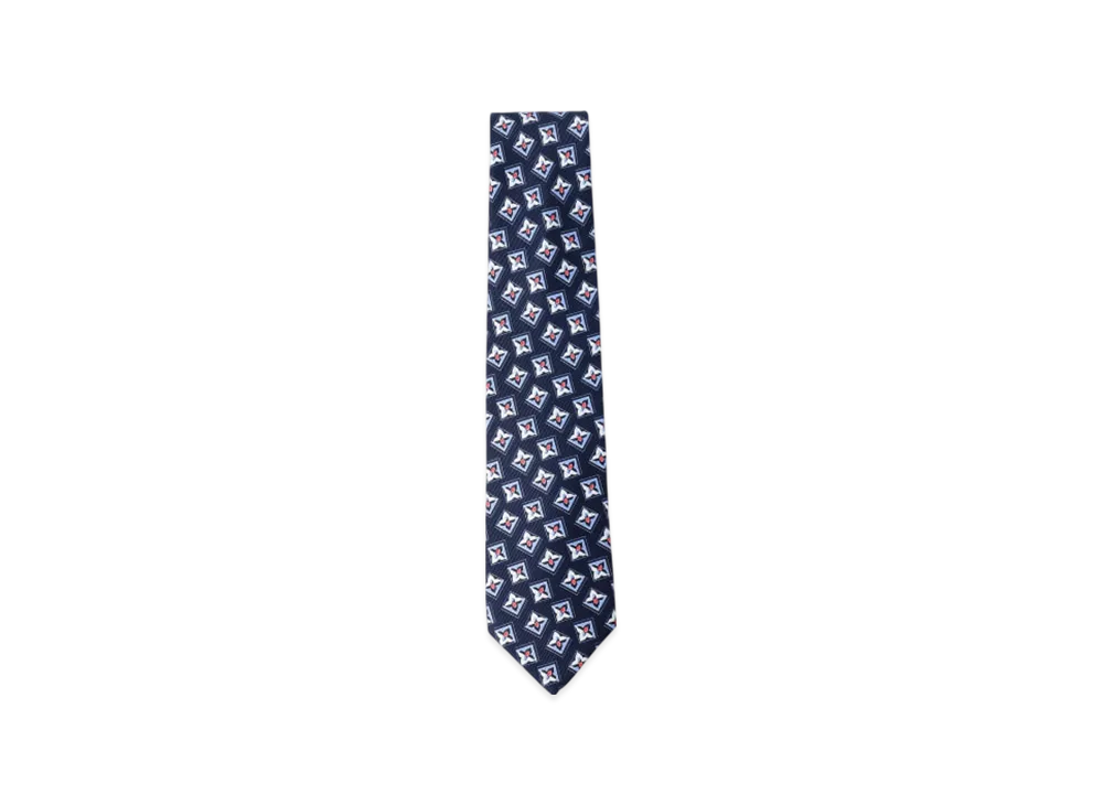 BEAMS Adamley Silk Fine Pattern Print Tie "Navy"