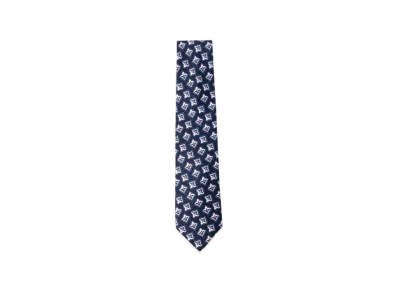 BEAMS Adamley Silk Fine Pattern Print Tie "Navy"
