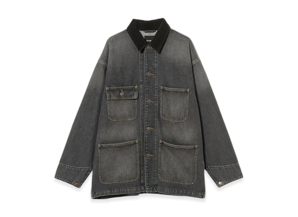 BEAMS Denim Loose Coverall "Black"