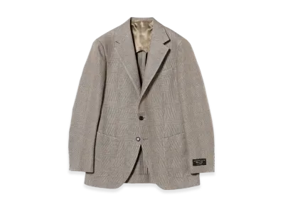 BEAMS Luigi Zanieri Cotton Linen Glen Check Jacket "Mocha"