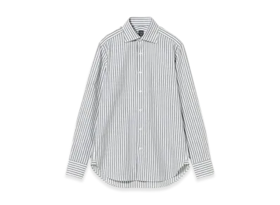 BEAMS Cotton Bold Stripe Wide Collar Shirt "Gray"
