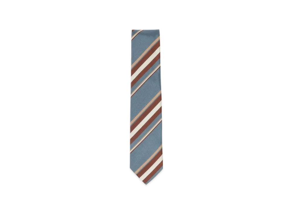 BEAMS Silk Cotton Striped Tie "Sax"
