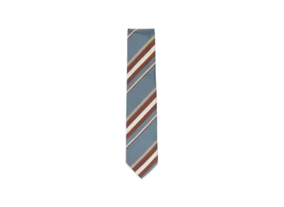 BEAMS Silk Cotton Striped Tie "Sax"
