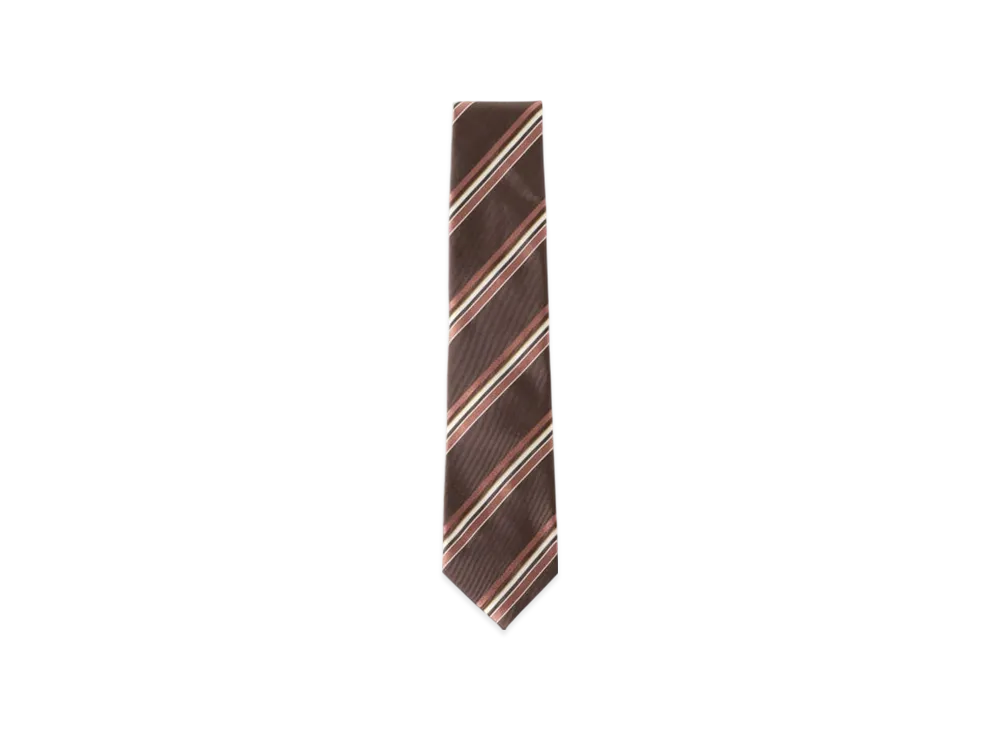 BEAMS Silk Striped Tie "Brown"