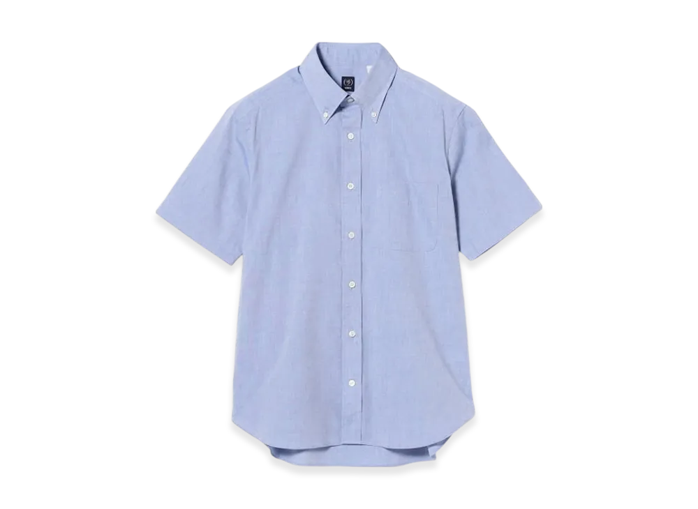 BEAMS Coolmax Chambray Short Sleeve Button Down Shirt "Blue"