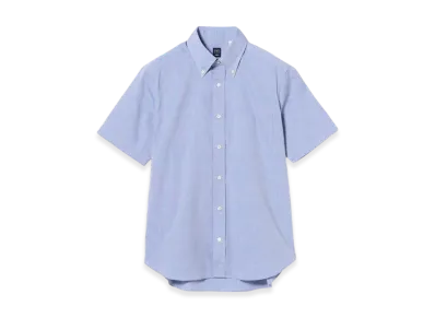 BEAMS Coolmax Chambray Short Sleeve Button Down Shirt "Blue"