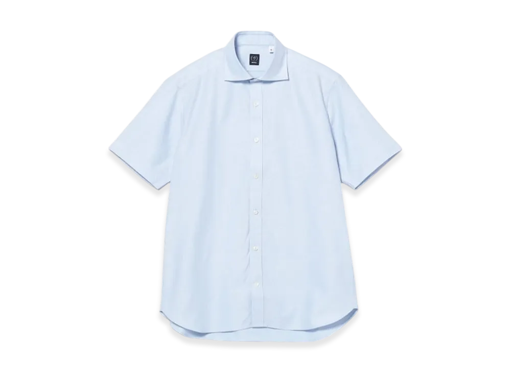 BEAMS Coolmax Karami Short Sleeve Cutaway Collar Shirt "Blue"