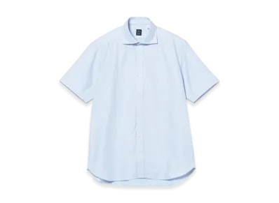 BEAMS Coolmax Karami Short Sleeve Cutaway Collar Shirt "Blue"