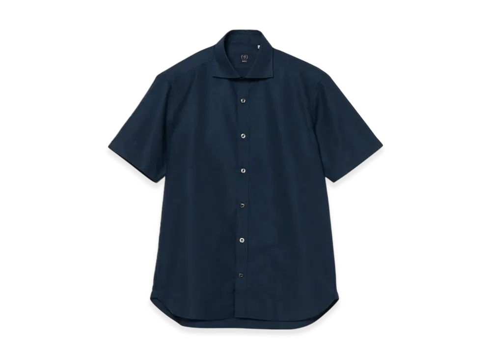 BEAMS Coolmax Karami Short Sleeve Cutaway Collar Shirt "Navy"