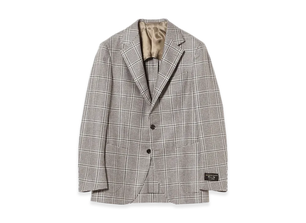 BEAMS Di Pray Silk Houndstooth Pane Jacket "Brown"