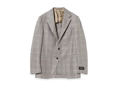 BEAMS Di Pray Silk Houndstooth Pane Jacket "Brown"