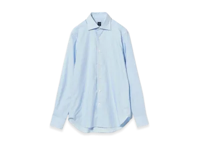 BEAMS Cotton Gingham Wide Collar Shirt "LightBlue"