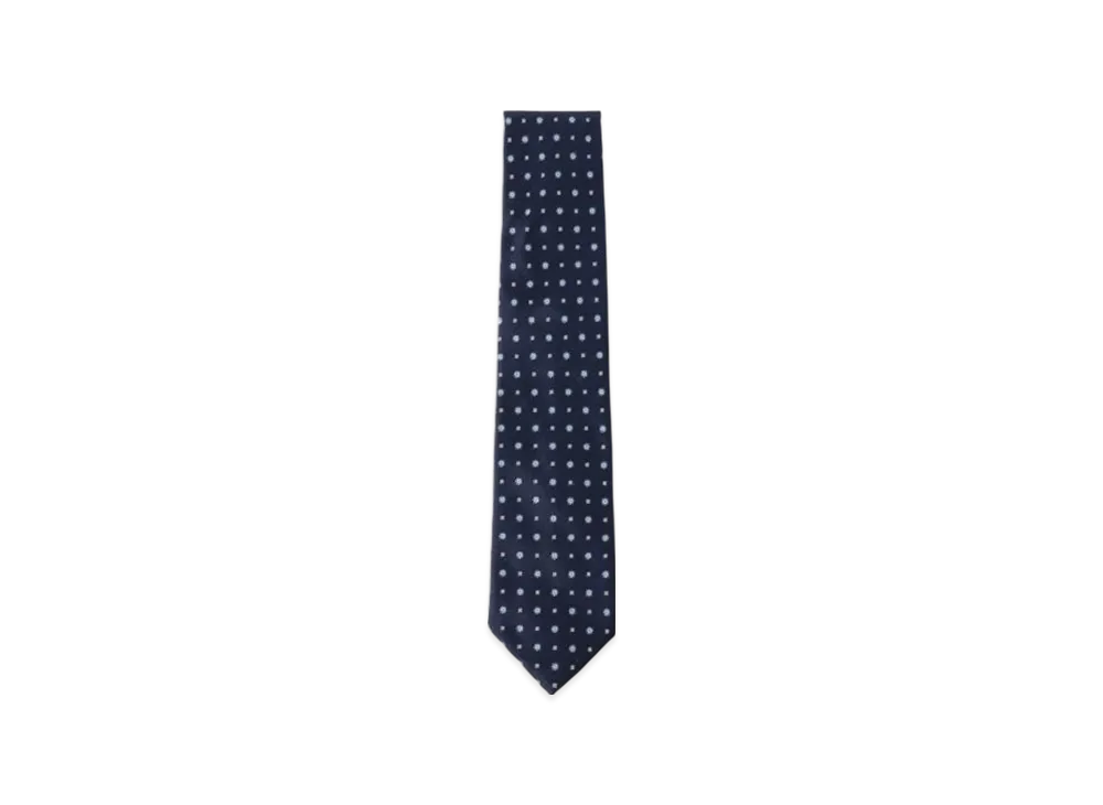 BEAMS Silk Flower Pattern Necktie "Navy"