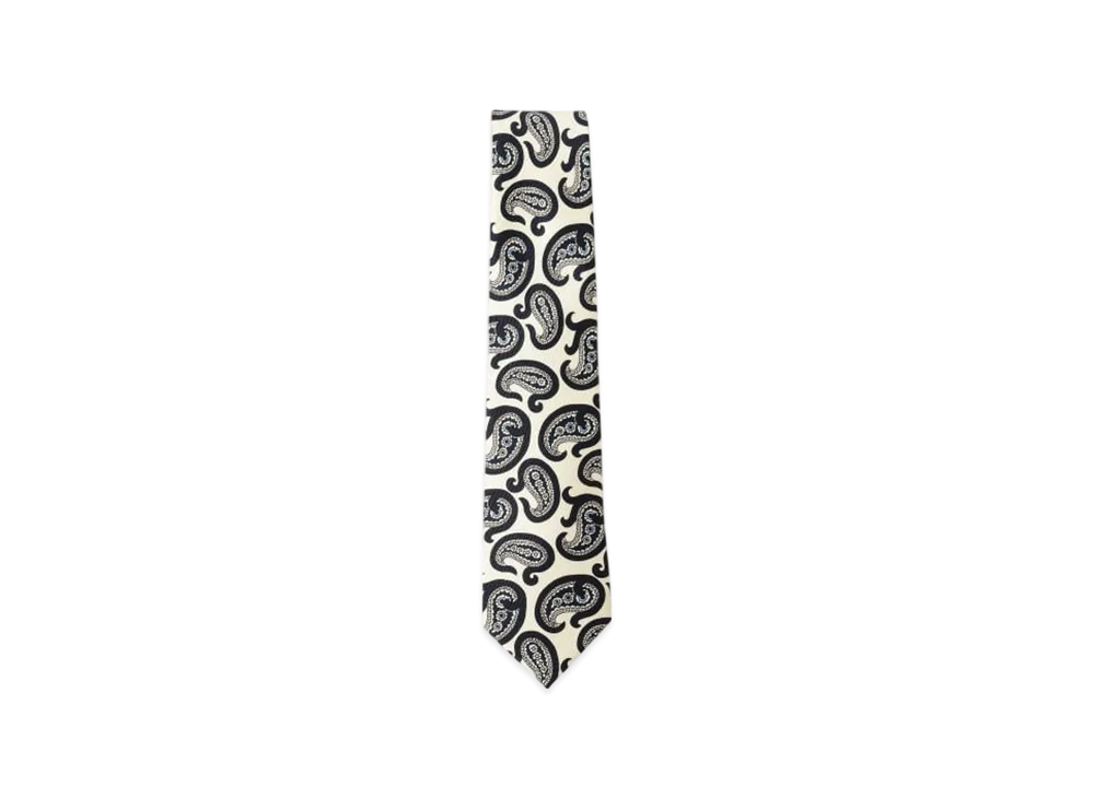 BEAMS Adamley Silk Paisley Print Tie "White"
