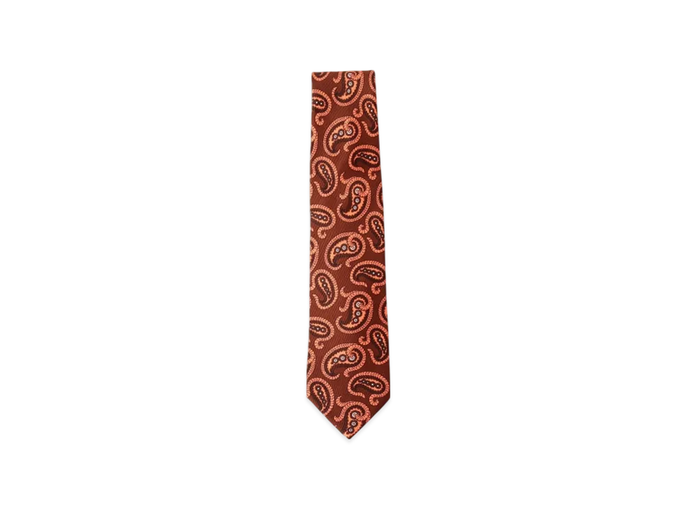 BEAMS Adamley Silk Paisley Print Tie "Brown"