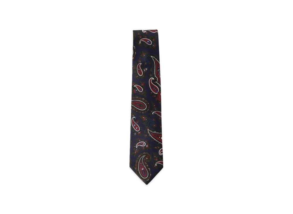 BEAMS Adamley Silk Paisley Print Tie "Navy"