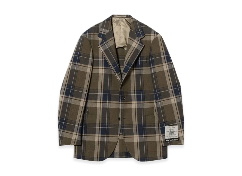 BEAMS Handmade Fox Brothers Wool Tartan Check Jacket "Olive"