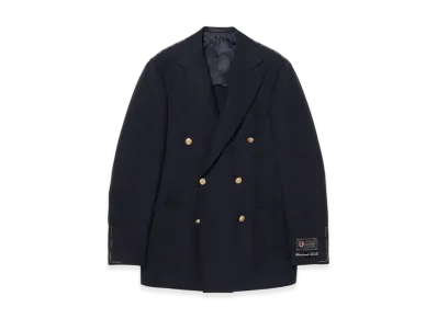 BEAMS Handmade Savile Clifford Wool Mohair Double-Breasted Blazer "Navy"
