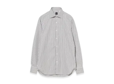 BEAMS Cotton Brown Pencil Stripe Wide Collar Shirt "Brown"