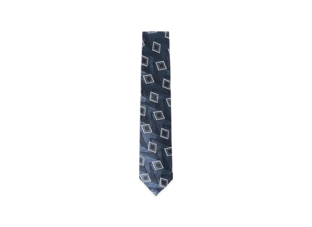 BEAMS Silk Geometric Tie "Blue"