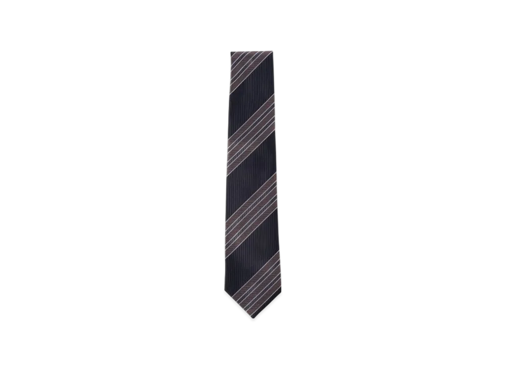 BEAMS Silk Striped Tie "Navy"