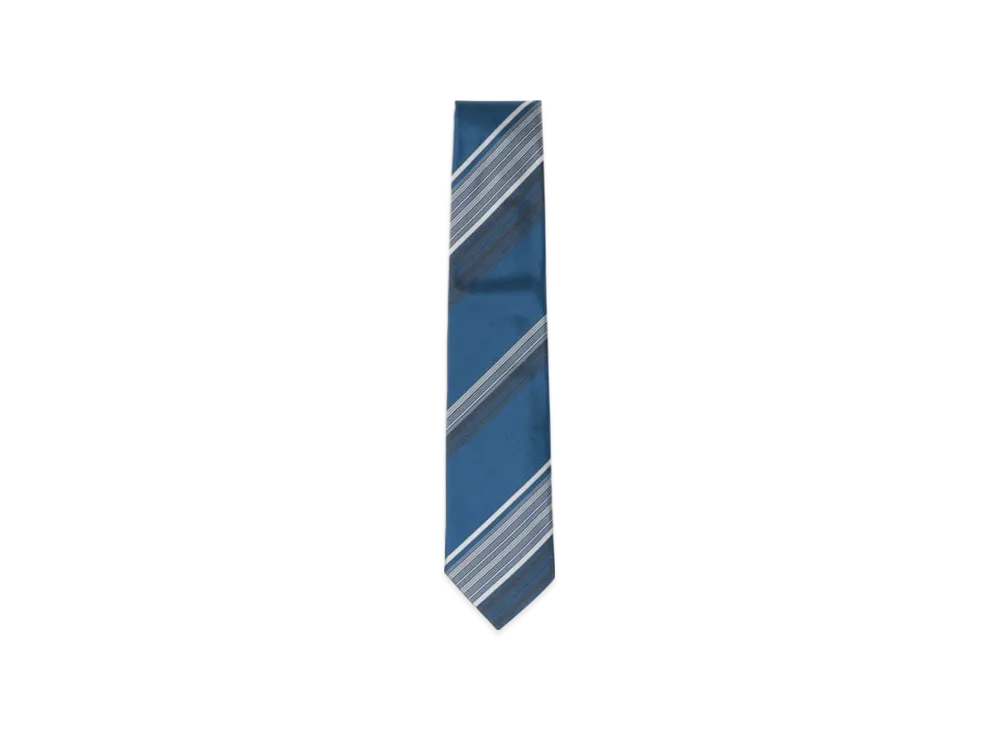 BEAMS Silk Striped Tie "Blue"