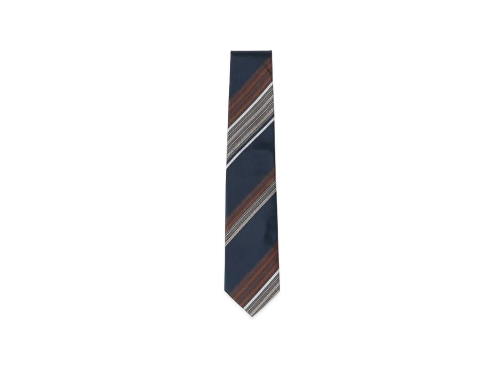 BEAMS Silk Striped Tie "Navy"